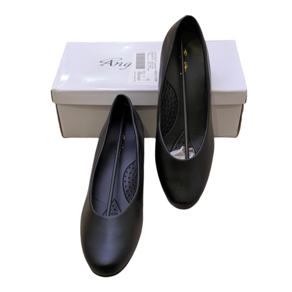 Angel Steps Women's Black Amelia Pumps Low Heel Shoes with Rounded Toe Size 9.5